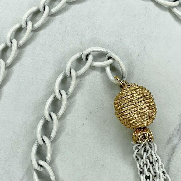 White Beehive Swirl Tassel Charm Chain Link Belt Extra Small/Small (XS/S) ✨ - Picture 3 of 11